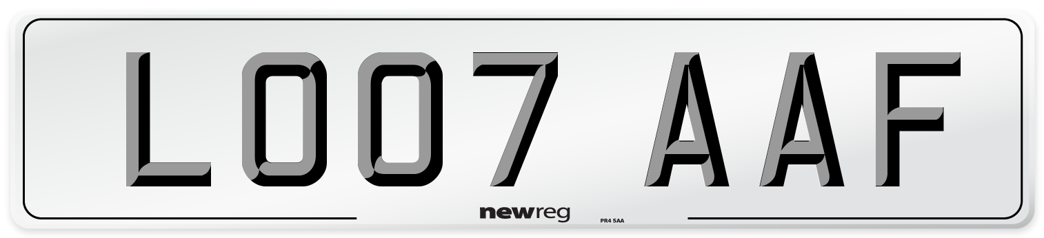 LO07 AAF Number Plate from New Reg